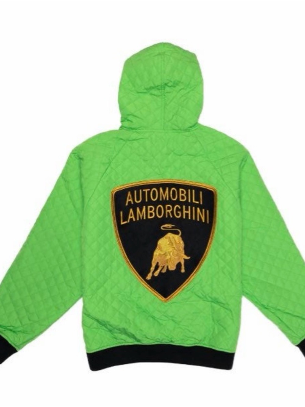 Supreme Lamborghini Neon Green Quilted Hooded Jacket